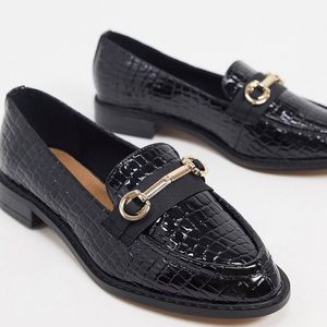 Asos Design Wide Fit Vapor snaffle loafer in black